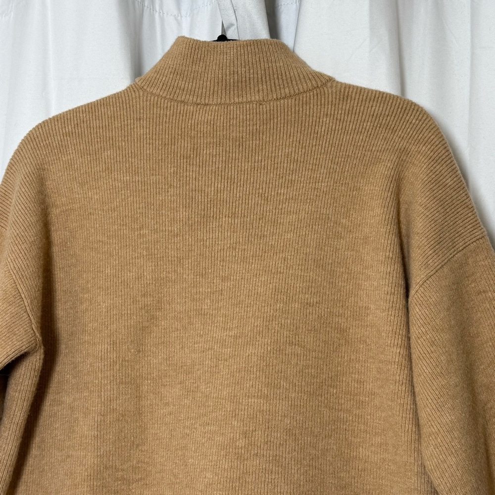 LOFT Waist Patch Pocket Cardigan Button Front Sweater Camel Womens Medium - Picture 7 of 11